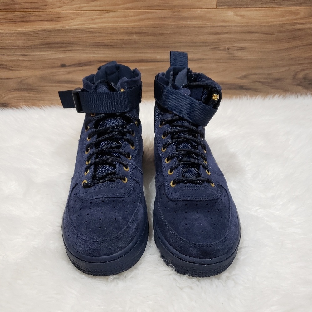 New Nike SF Air Force 1 Mid Navy Blue Sneakers - Picture 3 of 8